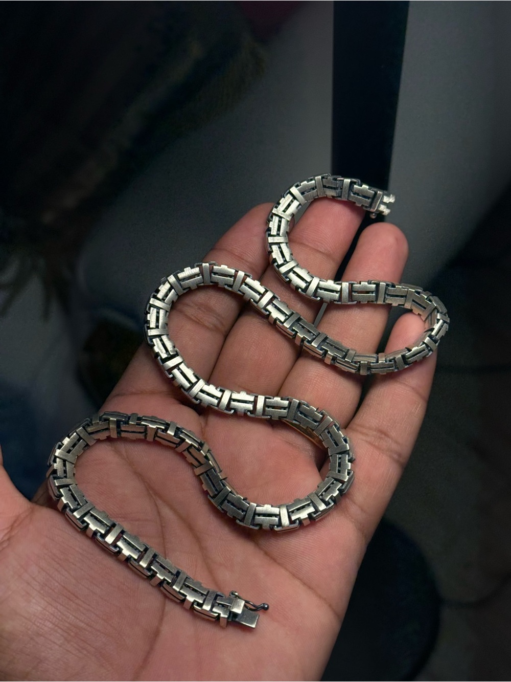 925 Sterling Silver Handmade Byzantine Chain Necklace 20” 7.05mm 50.44g Unisex